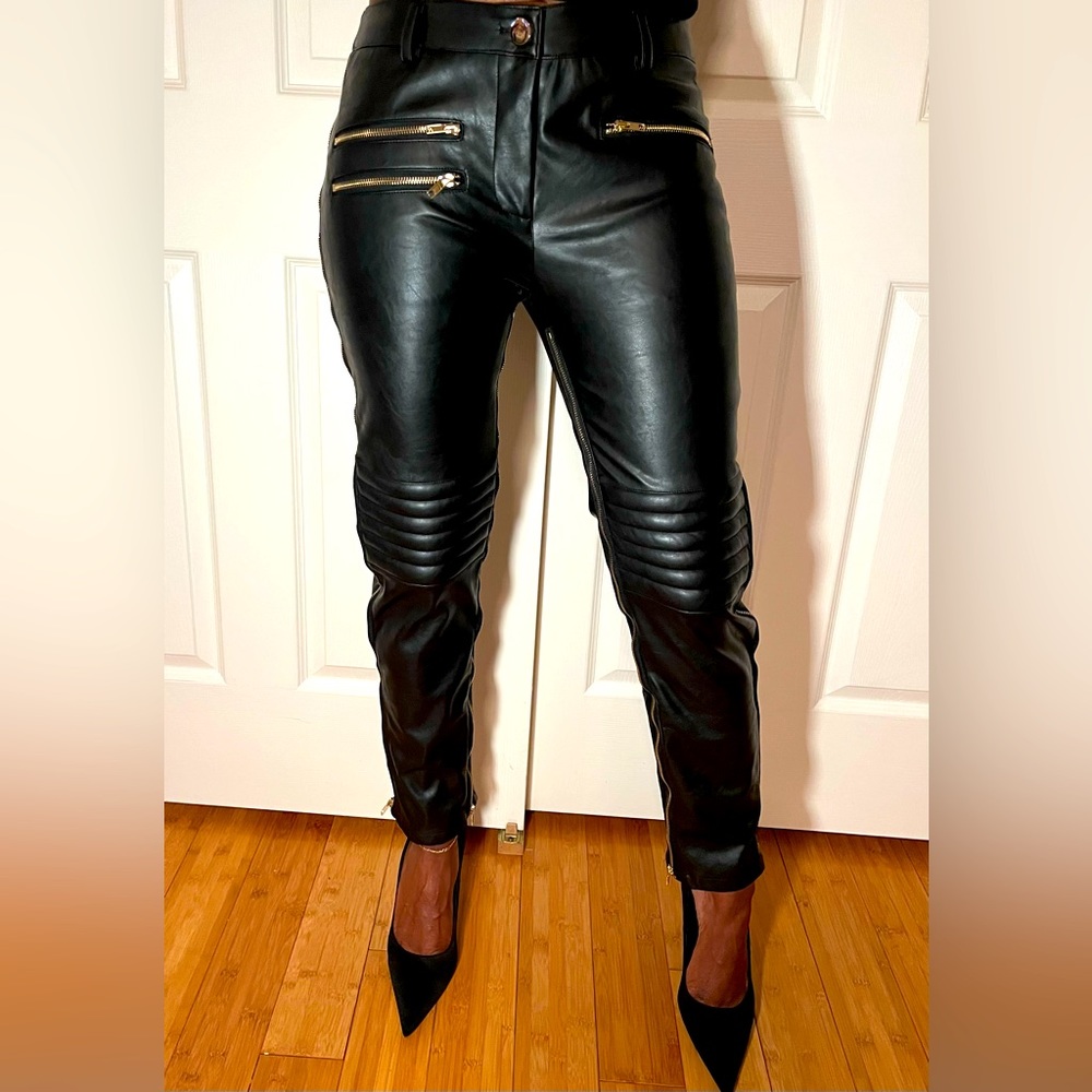 JenniferLe vegan leather motorcycle pant